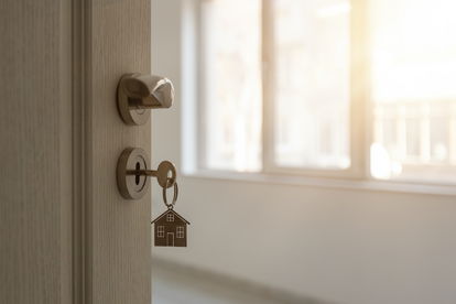 New home door opening with blinds