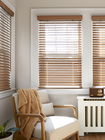 Real Wood Blinds in a Room with Sofa