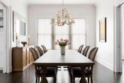 Serenity sheer shade in an elegant dining room